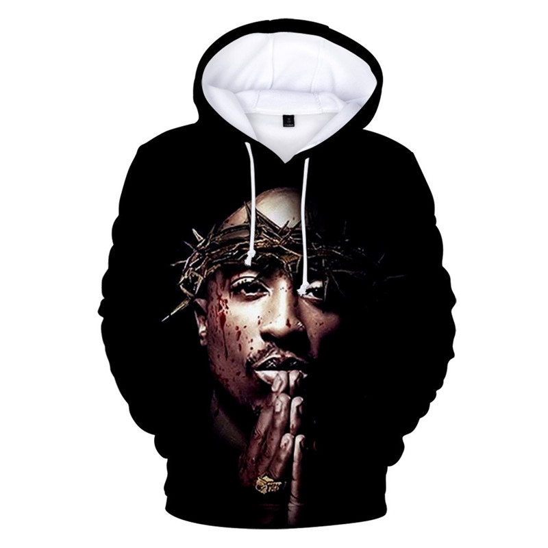 20SS New Explosion Models Amazon US Rapper 2PAC Remembrance Clothes Adult 3D Color Printing Hooded Sweater High Quality-