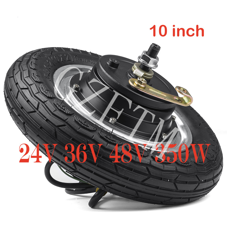 

10 inch Adult Electric Scooter 24V 36V 48V 350W Motor Wheel DC Brushless Motor With Tire bicicleta electrica Electric Bike kit