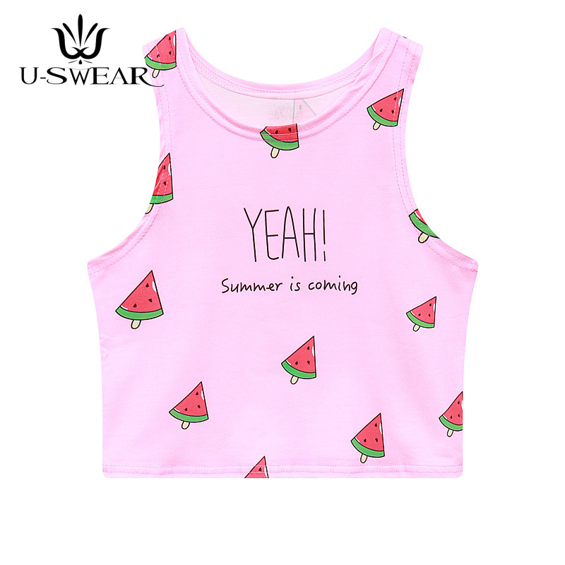 

Summer Short Slim Sexy Watermelon Tank Tops Bottom Sleeveless Vest for Female Women T-shirt Short Camisoles Fashion Tees Tank007, Pink