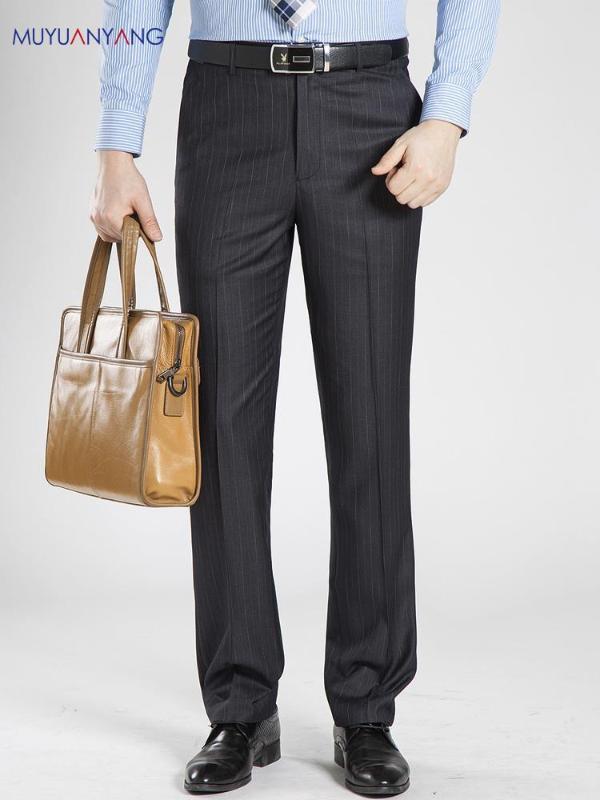 

Straight Trousers For Male Summer Silk Anti Wrinkle New Arrivals Casual 2020 Men's Suit Pants High Quality, 910blue gray