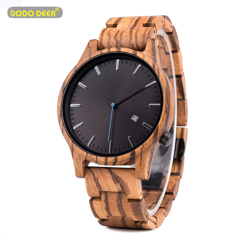 

DODO DEER Wood Watch men Military Analog Quartz Movement Date Wooden Watch Male Wristwatches relogio masculino B09 Oem Dropship LY191213, B09-1