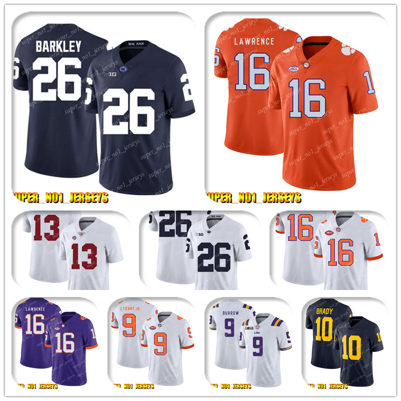 

NCAA 26 Saquon Barkley 16 Trevor Lawrence Clemson Tigers College Football Jersey Tua Tagovailoa 13 Dan Marino Josh Rosen Jarvis Landry
