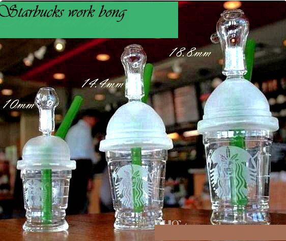 

2020 starbuck bongs mini Starbucks Cup glass bongs sandblasted glass pipes for smoking oil rigs glass water bongs and nail cheap hookah