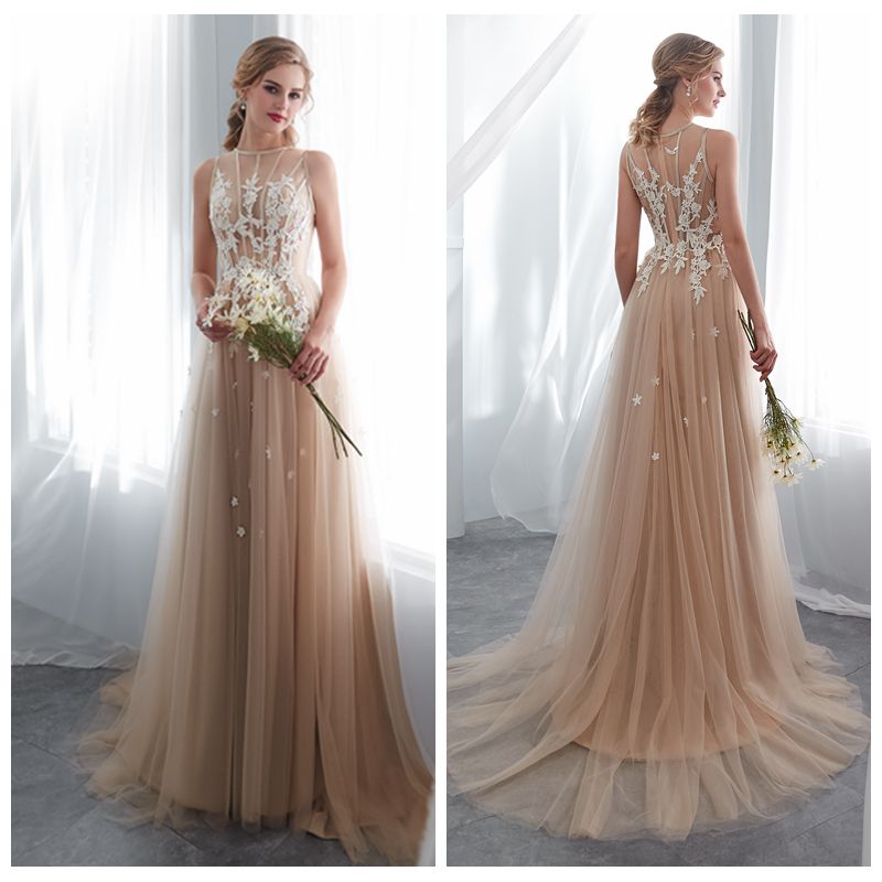 simple wedding dresses champagne color