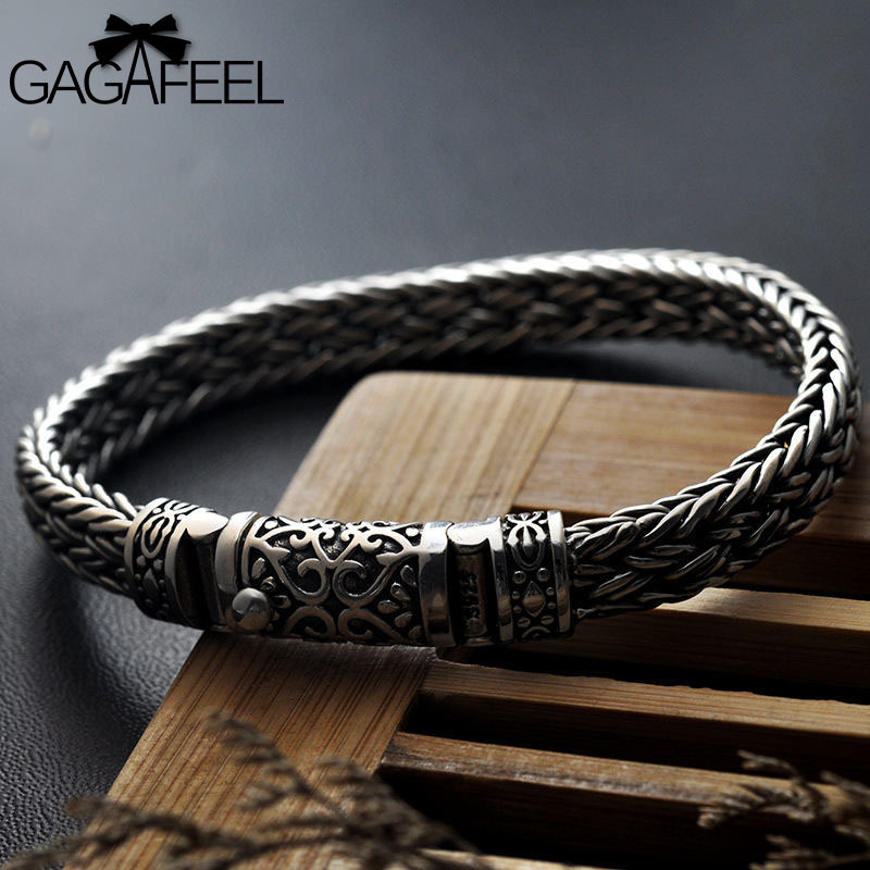 

Gagafeel 100% 925 Silver Bracelets Width 8mm Classic Wire-cable Link Chain S925 Thai Silver Bracelets For Women Men Jewelry Gift T7190615