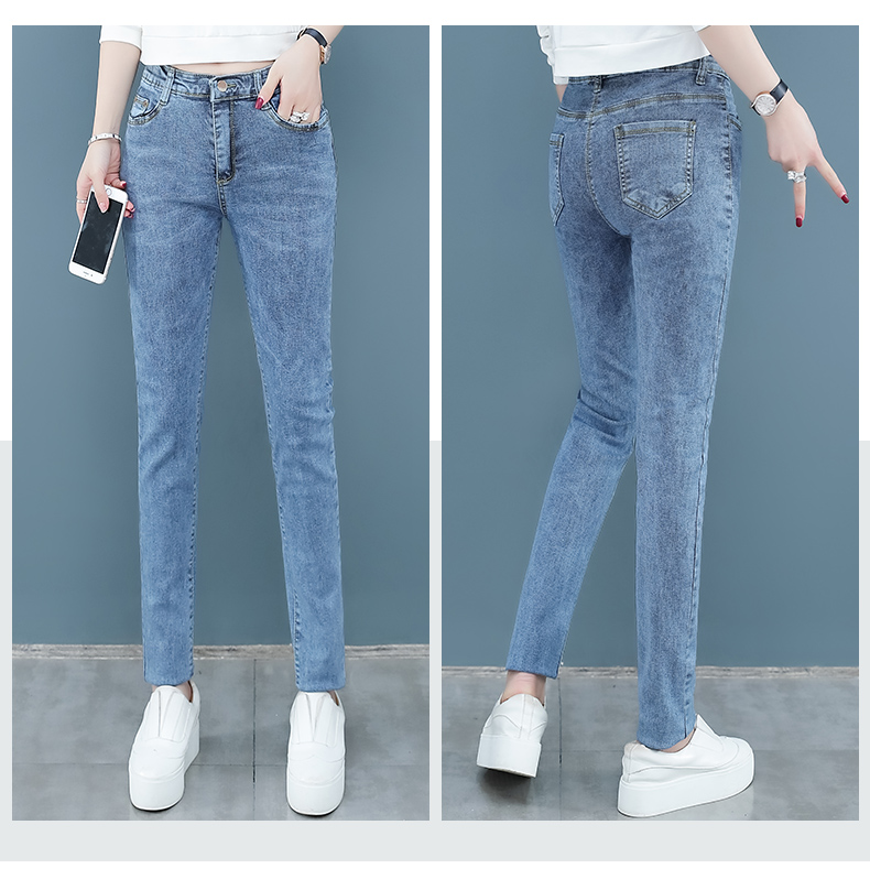 

The Blue Elastic Thin Light Blue Foot Trousers Pencil Pants