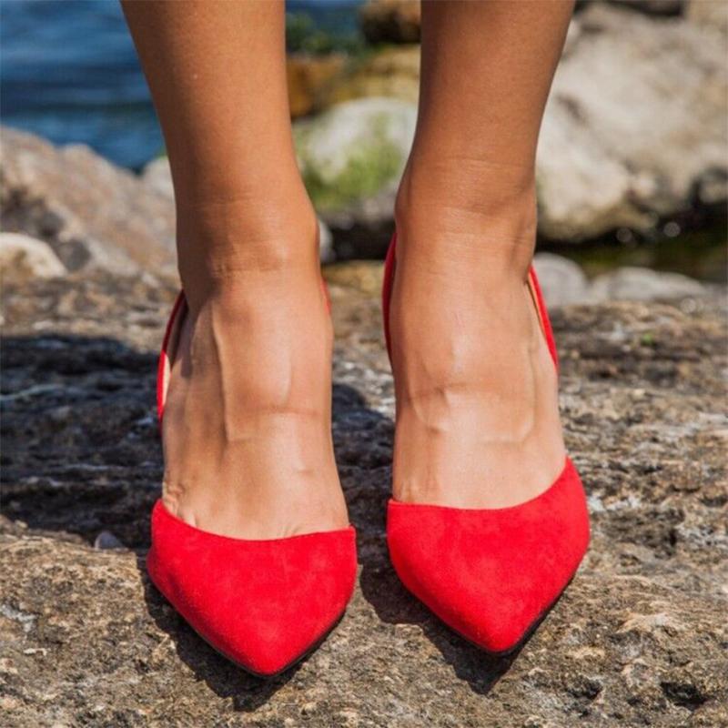 

Women Sandals High Heels Summer Woman Pumps Thin Heels Party Shoes Pointed Toe Slip On Office Ladie Dress Shoe Plus Size a, Red shoes 6cm