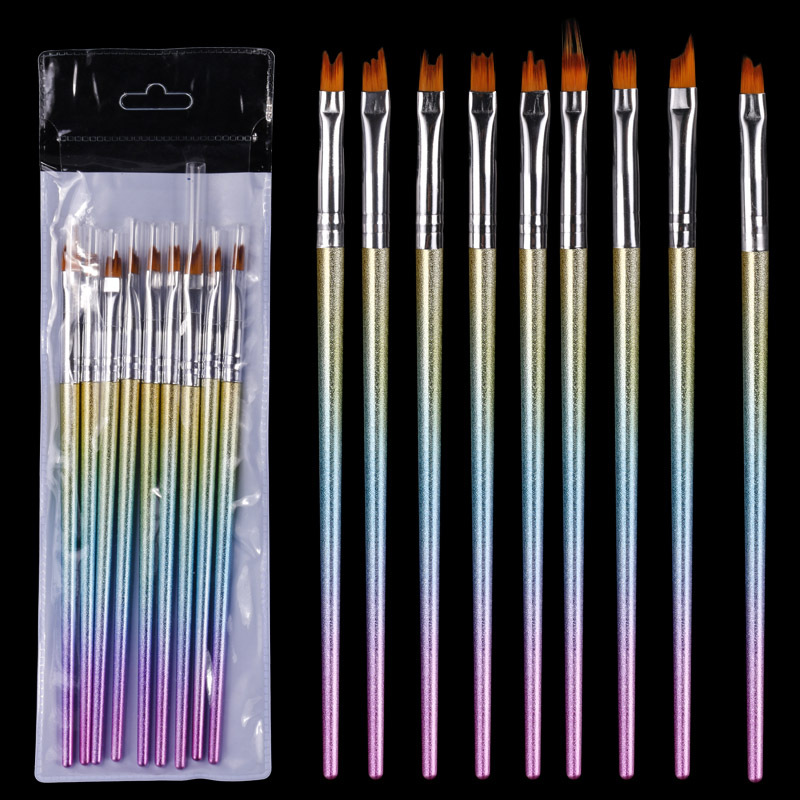 

CYSHMILY 9 Pcs/set Nail UV Gel Brush Liner Painting Pen Acrylic Drawing Brush For Nails Gradient Handle Manicure Nail Art Tools