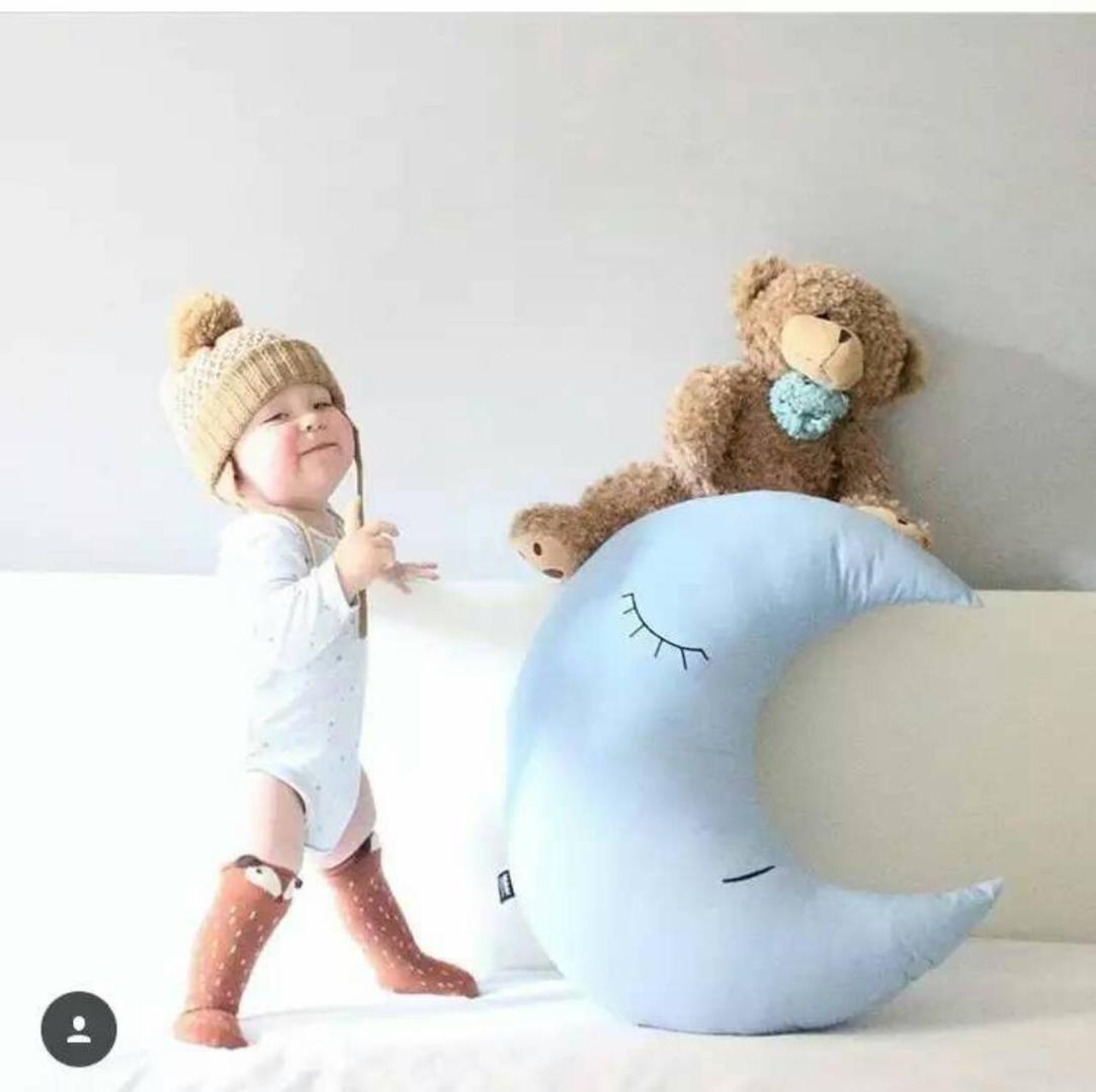 Luminous Cushion Baby Comforter Toy Toddler Throw Pillow for Kid Moon Lunar