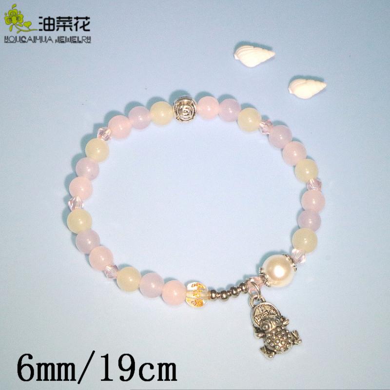 

Sweet Natural Stone 6mm Round Beads Morganite Agates Jaspers Picture Bracelet Alloy Accessories Girl Christmas Wedding Gift