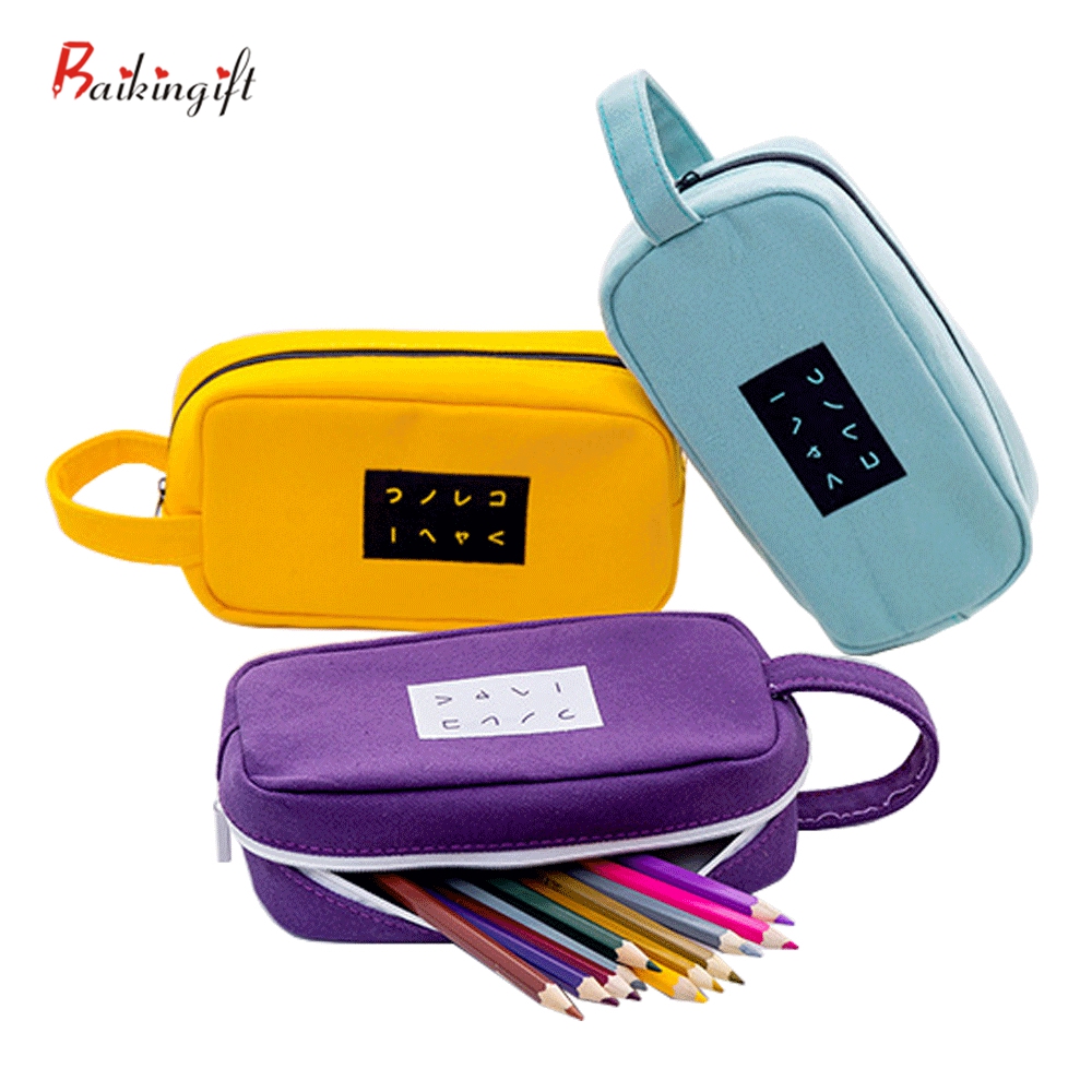 

Hot sale Zipper Pencil Case Kawaii Pencilcase Large Capacity Pen Box For Girls Gifts Cute School Bag Stationery Supplies