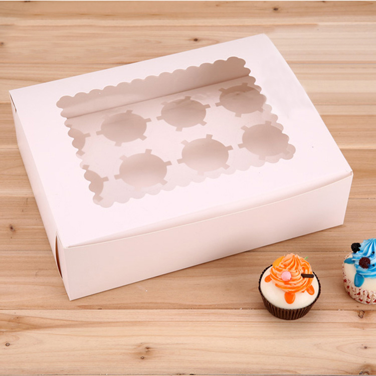 

5 Pcs Cupcake Box Wedding Window White Brown Kraft Paper Boxes Dessert Mousse 12 Cup Cake Holders Home Party Birthday Cardboard