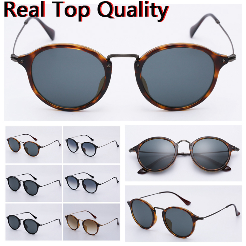 

Womens fashion sunglasses round mens sun glasses uv protection lenses Woman design eyeglasses des lunettes de soleil with leather case and red barcode