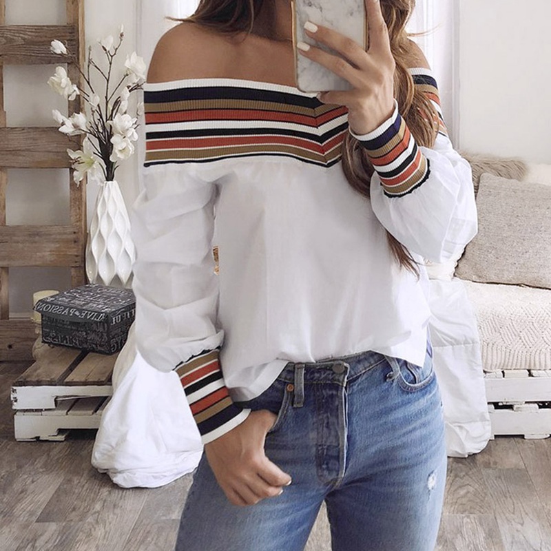 

Women Tops and Blouses Women Sexy Off Shoulder Blouses Long Sleeve Summer Casual Shirts, Black