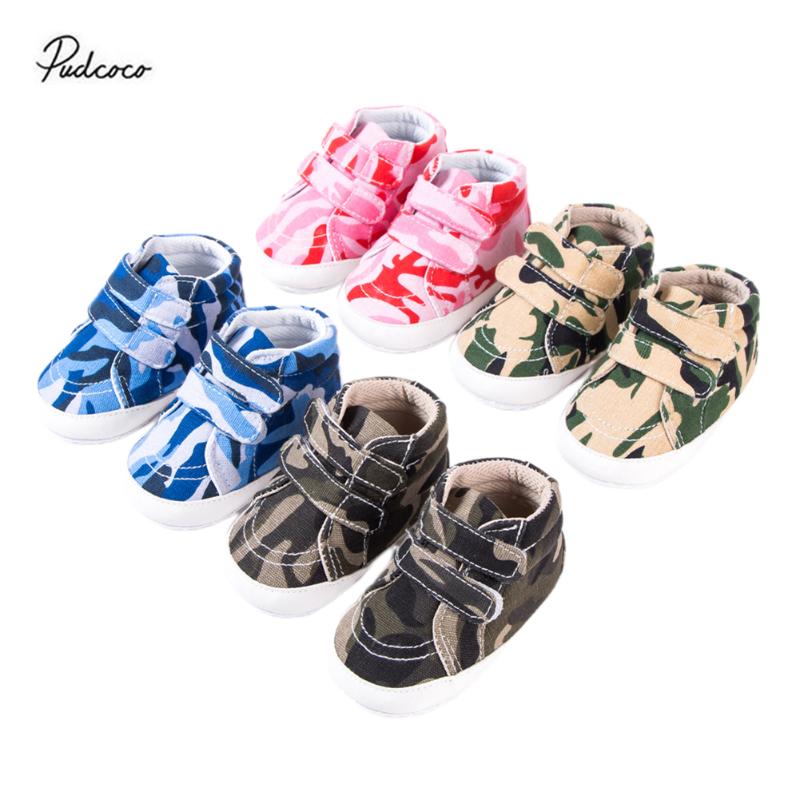 

2020 Baby Shoes First Walkers Camouflage Print Anti-Slip Prewalker Sneakers for Girls Boys Red/Gray/Blue/Green