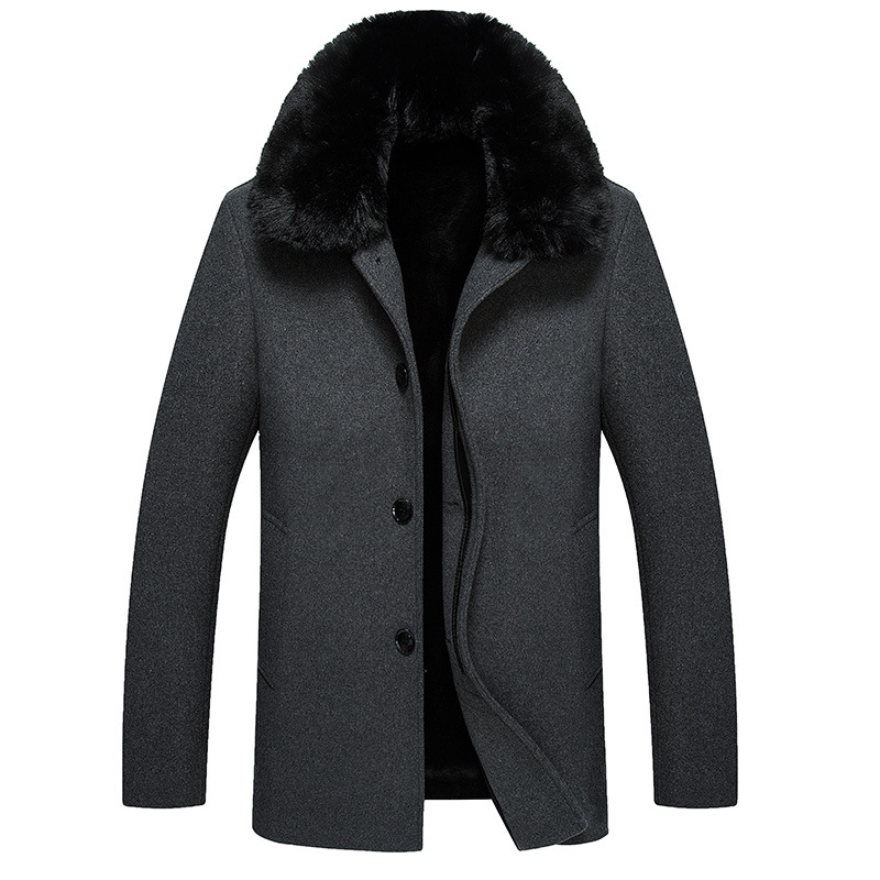 

2019 New Casual Fur Collar Monteau Homme, Black
