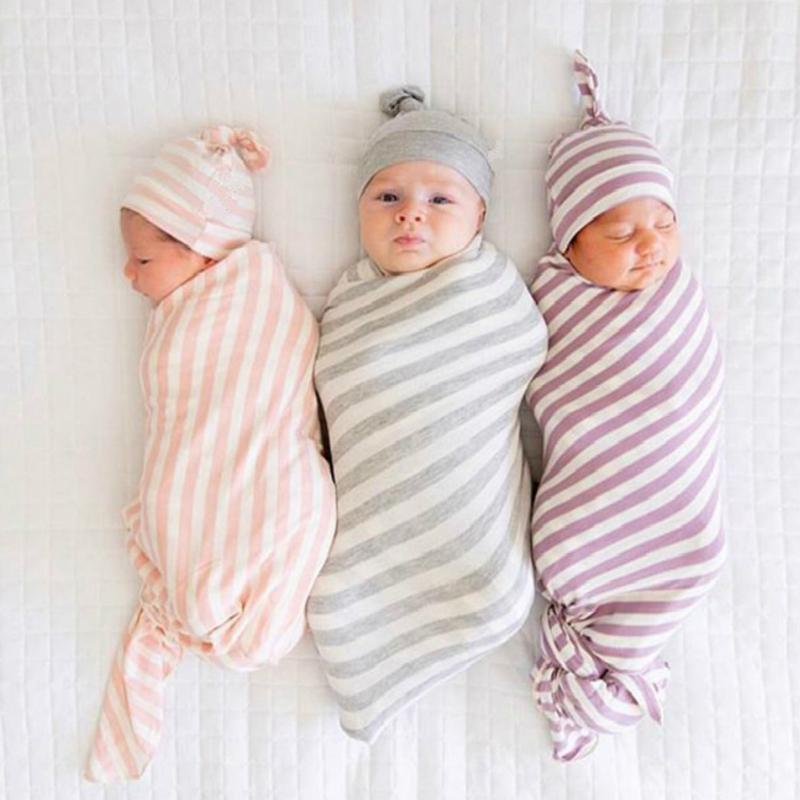 

2pcs Soft Cute Newborn Sleeping Swaddle Blanket Infant Bedding Boy Girl Baby Clothes Set Wrapping Fashion Bathing Beanie Home, Grey