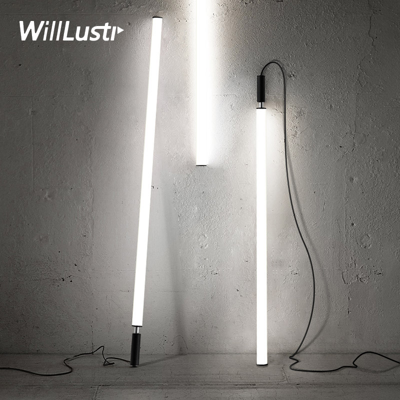 

Minimalist LED Tube Pendant Lamp Aluminum Acrylic Suspension Light Hotel Lounge Dinning Table Bedside Creative Hanging Lighting
