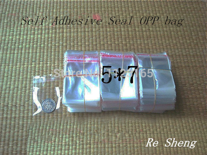 

5x7cm(1.97"x2.76"),1000pcs X Clear OPP Self Adhesive Seal plastic bag - Resealable earing/ring packing pouch sticky tape sealing
