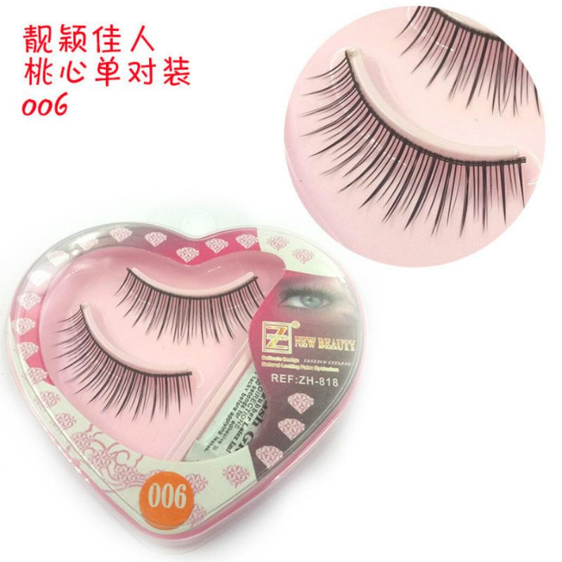 

NEW 1 Pair Peach Heart False Eyelashes Korea Natural Long Mink Eyelashes Handmake Eye Lashes Makeup Kit Gift #006