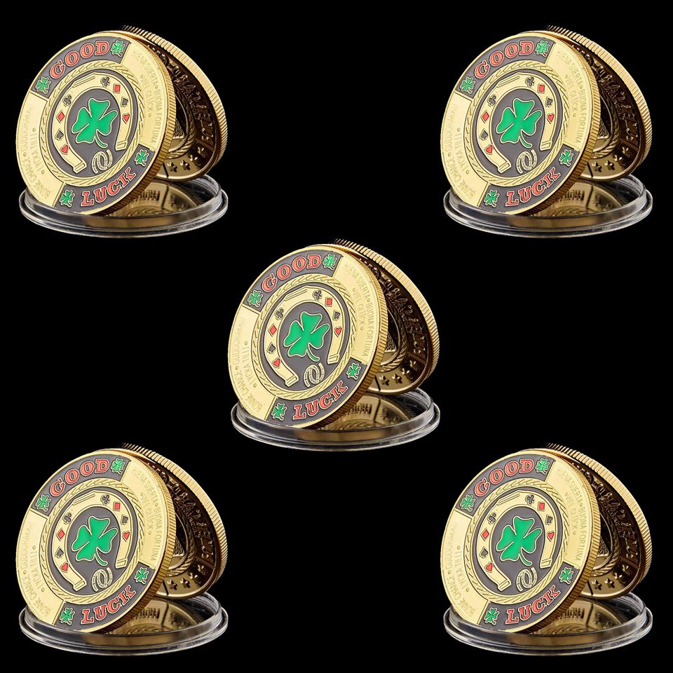 5pcs Metal Craft Poker Card Guard Protector Good Luck Souvenir Chips Coins Game Accessories-image-523817840