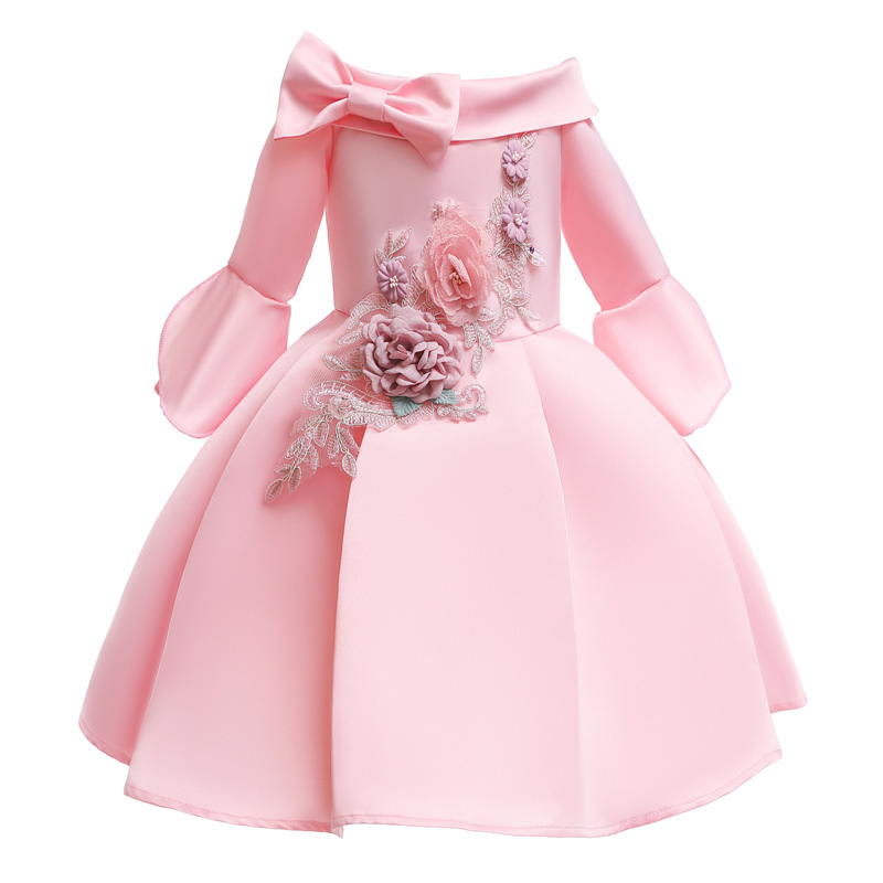 

2-10Years Little Girls Wedding Party Princess Dress Summer Flower Pattern Tutu Dress for Girl Baby Children Ball Gown Costumes, A-1902