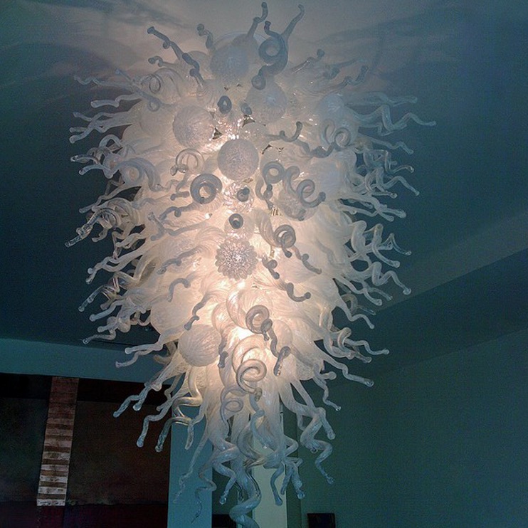 

Venetian Lamps Pendant Light LED Bulbs White Crystal Chandeliers Hand Blown Glass Ceiling Lights for Home