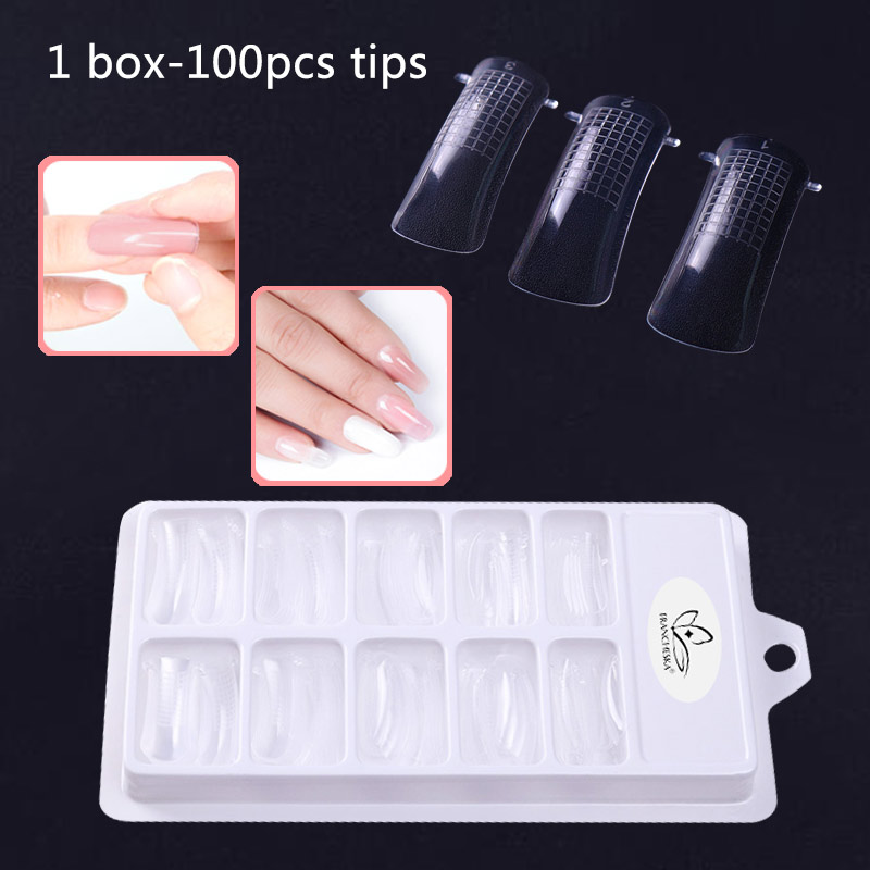

Francheska jelly 100pcs lase Nails Clear Full Cover Quick Extension Nails Mold Nail Art UV Builder Tools, Poly gel tips