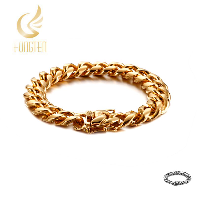 

Link, Chain 10/13mm 3 Colors 316L Stainless Steel Link Big Chunky Bracelet Men