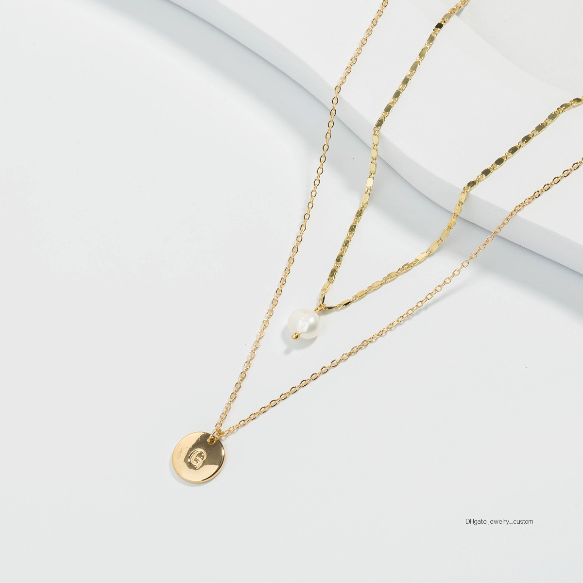 

26 Individual Letter Pendeloque Cut Necklace Woman Golden Multi-storey Necklace Natural Pearl Woman Accessories