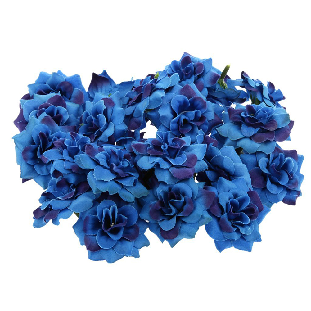 

100pcs Simulation Rose Flower Decor DIY Rose Ornament Artificial Flower Adornment For Wedding Party, Blue