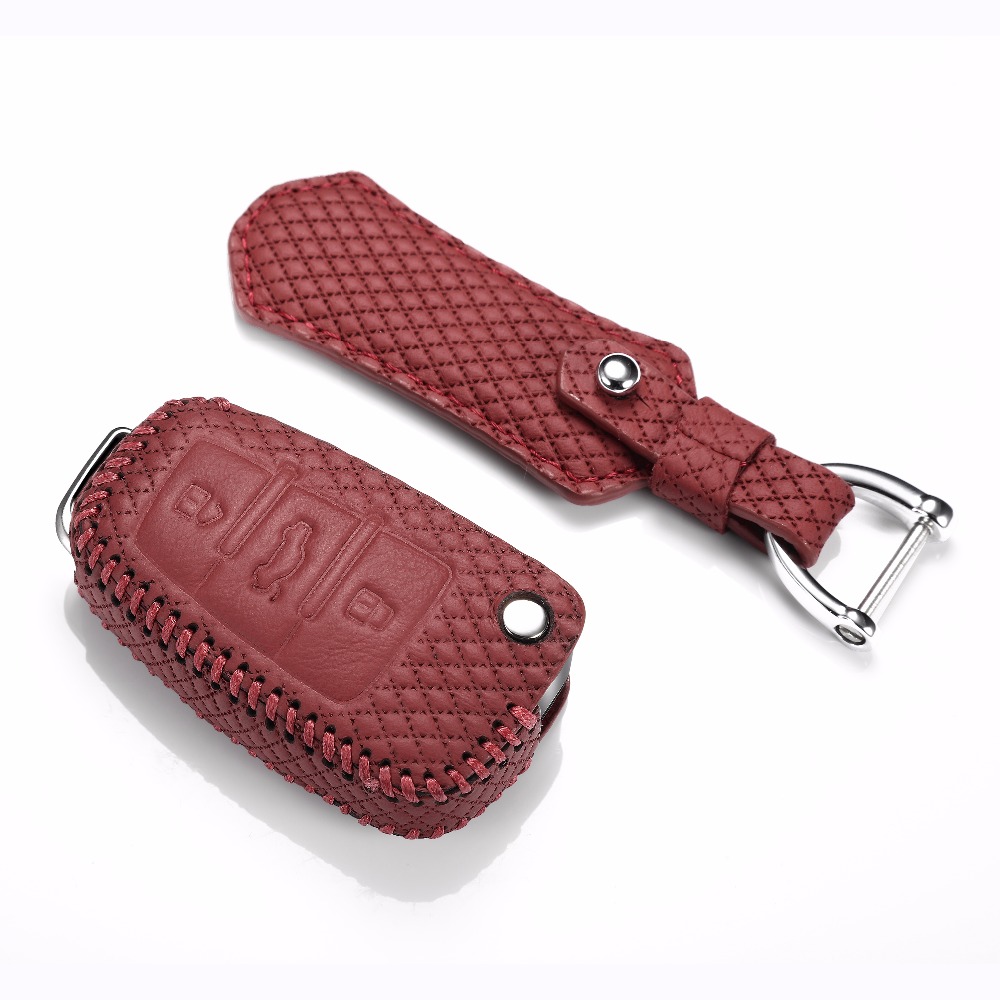 

luckeasy leather key case for audi A3 A4 q3 Q5 Q7 R8 TT S5 S6 S7 S8 SQ5 RS5 TT 2016 2017 case remote key cover TTS key3, Black