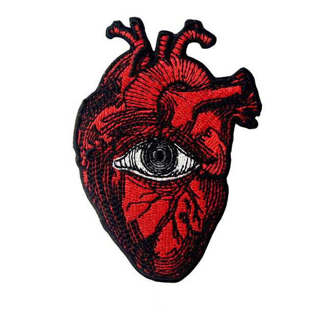 

Red Hearts Patches for Clothing Embroidered Appliques Iron on Badges Stripes Stickers on Clothes, Black