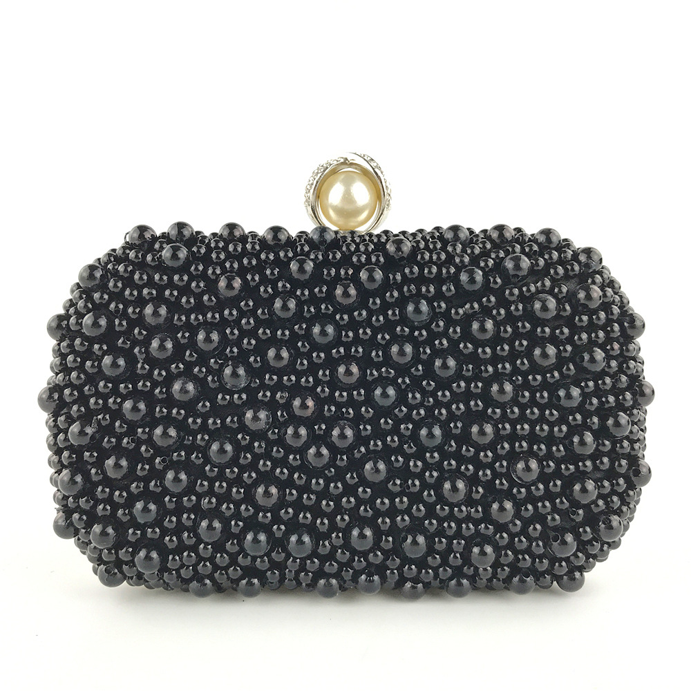 

handmade custom clutch bag inlaid pearl dinner bag classic ladies evening party womens evening bags black designer bag wallets, As pic:black