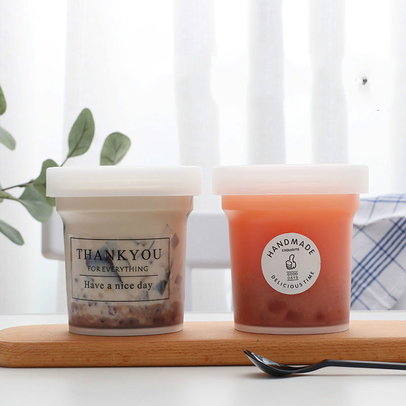 

10pcs Net red biscuits chocolate candy jar 500ml large frosted transparent ice cream pudding jelly yogurt plastic favor boxes