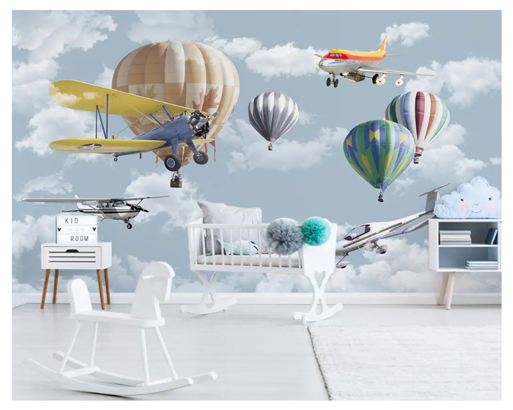 

Nordic minimalist hand-painted classic green thick wallpaper balloon children's room background 3d wallpaper behang, Dark grey