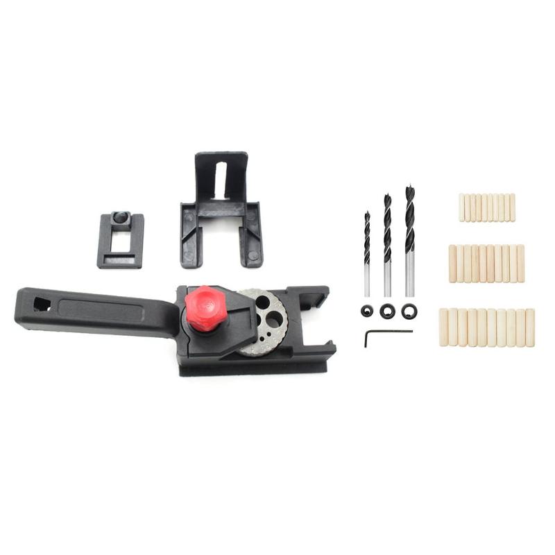 

Punch Locator 10 Holes Woodworking Punching Positioning Fixture Device DIY 3-12mm Bit Limit Ring Set with Scale Ruler