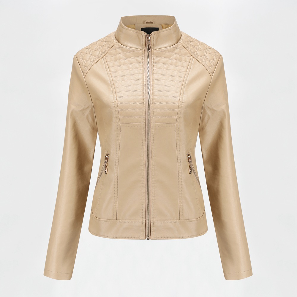 

2019 Fashion PU Leather Jacket Women Slim Autumn Mother Casual Jackets Female Outerwear Lady Locomotive Leather Jacket and Coat, Black