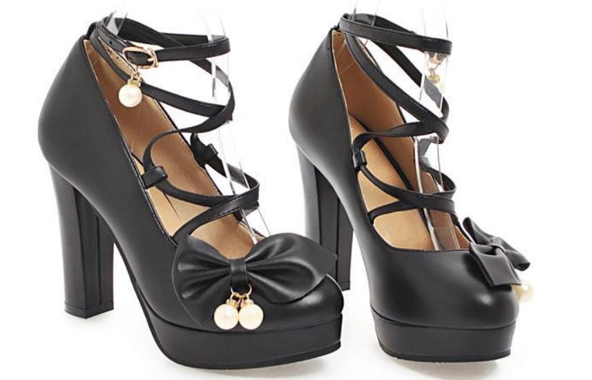 

2019 Women's shoes in Spring and Autumn with New style High heel Coarse heel round head bowknot waterproof table @2135, Pink