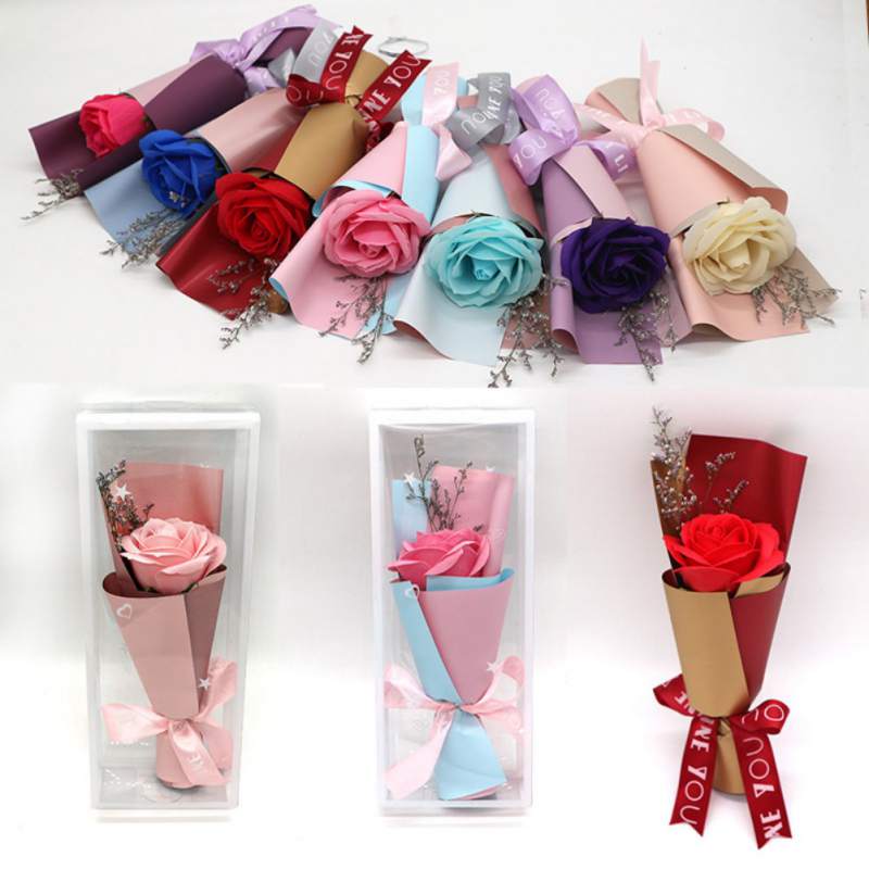 

Simulation Soap Flower Birthday Single Rose Flower Valentines Day Festive Party Wedding Favors Personalized Girlfriend Gift, Bl