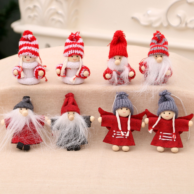 

2 Pcs Christmas Decorations Doll Pendant Snowman Santa Clause Red Christmas Decor New Year Festival Gifts
