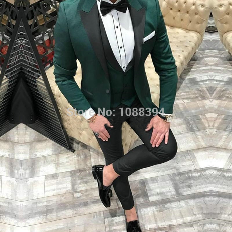 

2019 New Design Custom Green Men Suit Double Breasted Vest Slim Fit Wedding Suits For Men Groom Tuxedo Best Man Groomsmen Suits, As picture