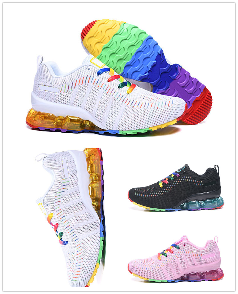 2020 nouveau AM coussin arc-en-ciel femmes chaussures de course rose blanc noir coloré bonne qualité dames Net respirant Sport Sneaker