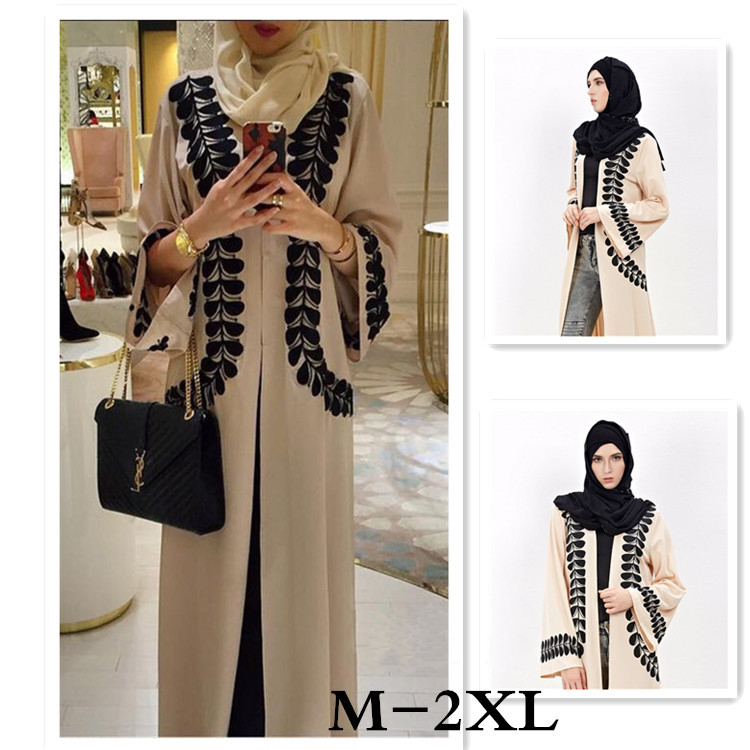 

Full length Adult emboridery lace muslim Robes Musulmane Abaya Cardigan Robes Arab Worship Service clothing islamic clothing