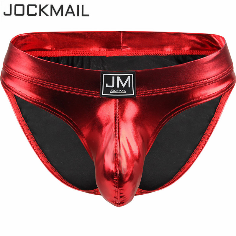 JOCKMAIL Men Briefs Bikini Sexy U Convex male Underwear PU leather Men Underwear calzoncillos hombre slip