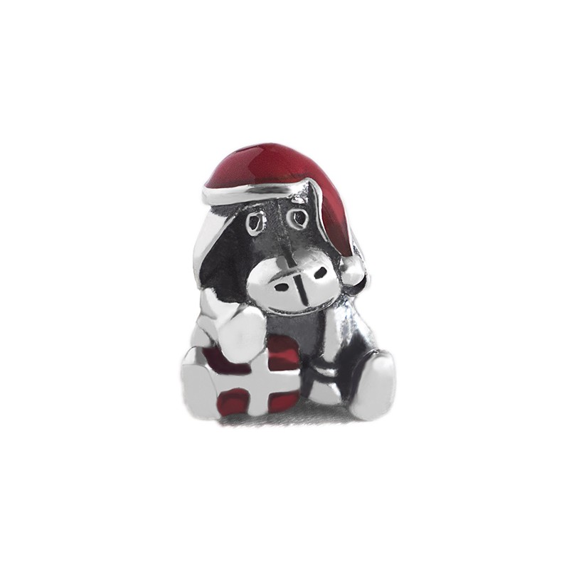 

100% Real 925 Sterling Silver Beads Charms Fits Charm Bracelet Eeyore Christmas for Women DIY Jewelry Making Gift, Black