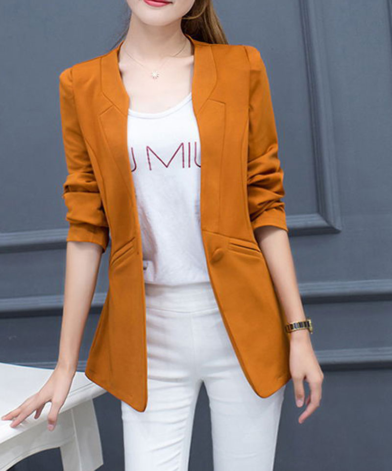 

SAILING LU 2019 Spring New Women Casual Suit Slim Professional female Suit Turn-down Collar Solid body fitting Jacket WWX477, Black