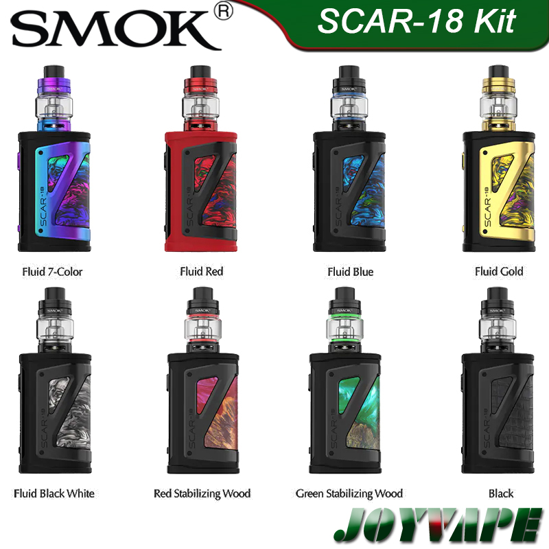 

SMOK SCAR-18 Kit 230W with TFV9 Tank 6.5ml V9 Meshed Coil 0.15ohm Powered by Dual 18650 Batteries IP67 waterproof 100% Original, Note for colors