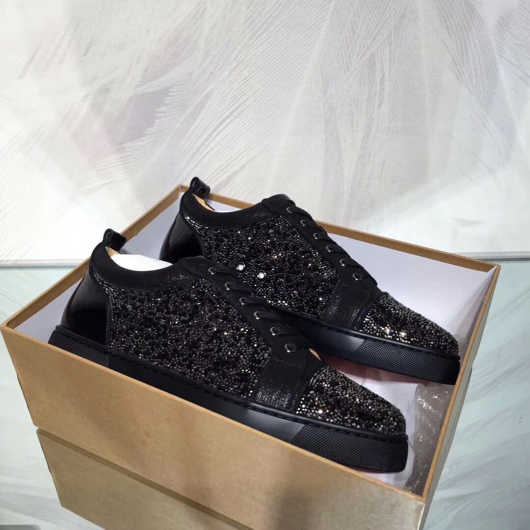 

Brand-new Perfect Gift Low Top Low Top Junior Rhinestone Men Women Red Bottom Sneakers Red Sole Cheap Outdoor Trainer EU35-47, Black