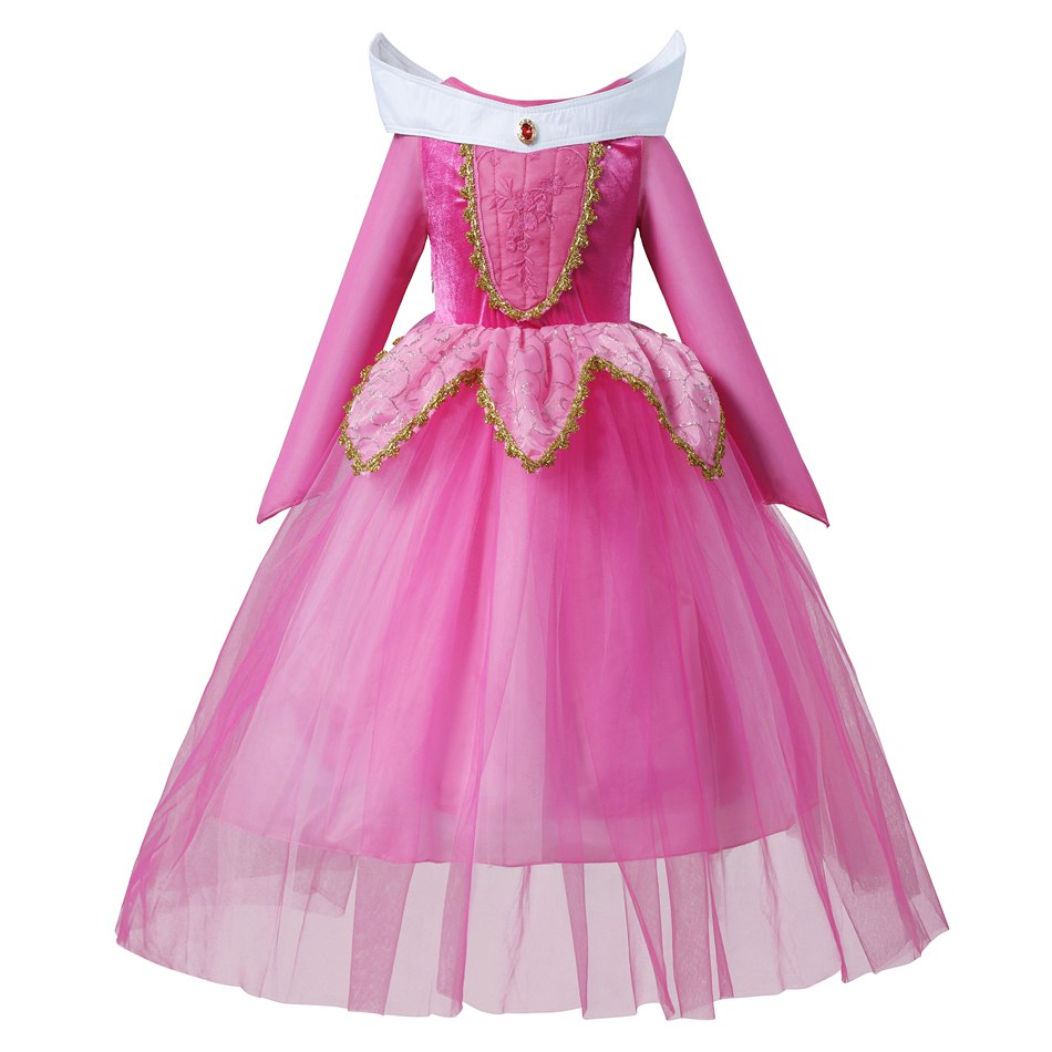 

Sleeping Beauty Princess Aurora Dress up Party Costume Long Sleeve 5 Layers Cosplay Long Dress Halloween Birthday Gift, Red;yellow